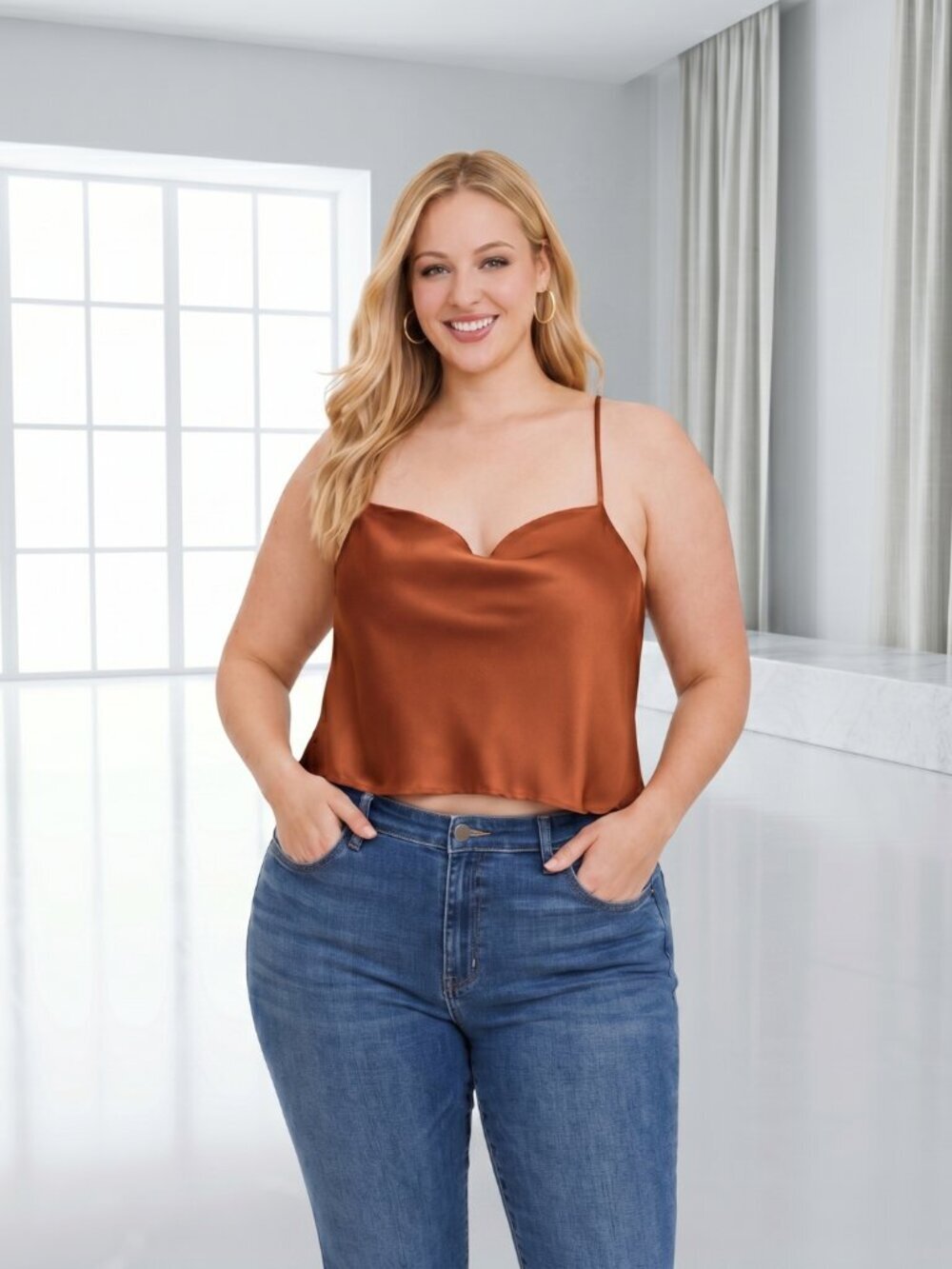 Forever 21 Rust Strappy Cami Top XL – Soft Lightweight Flowy Style